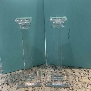 Set of 2 Tiffany and Co. Crystal Candlesticks
